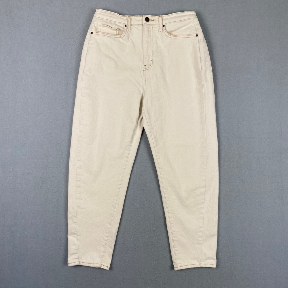 a.n.a Highest-Rise Barrel Leg Stretch Denim Jeans Womens 10 Cream Off-White